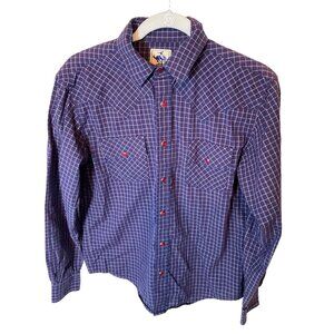 Cinch navy w/ red and white stripes Youth XL 14 Pearl Faux Pearl Snaps Chest Poc